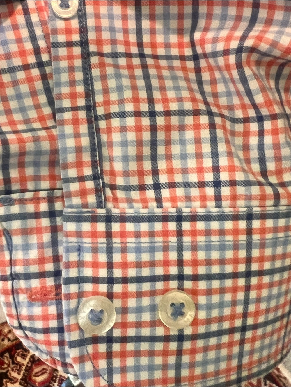 Southern Marsh Men’s XL Plaid Button Down Shirt Orange Blue Check Long Sleeve - Picture 5 of 7
